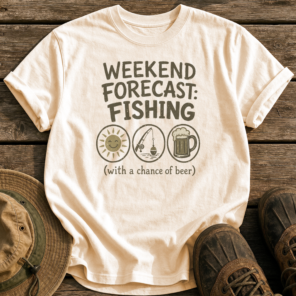 Weekend Forecast: Fishing & Beer tee - Ivory - front