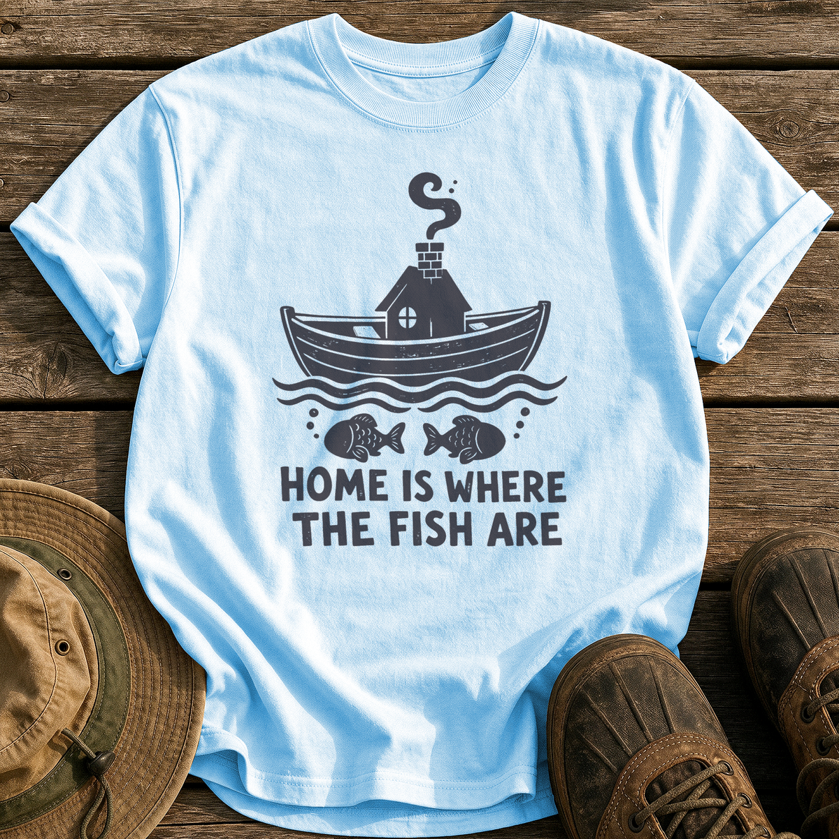 Home Is Where Fish Are tee - Chambray - front