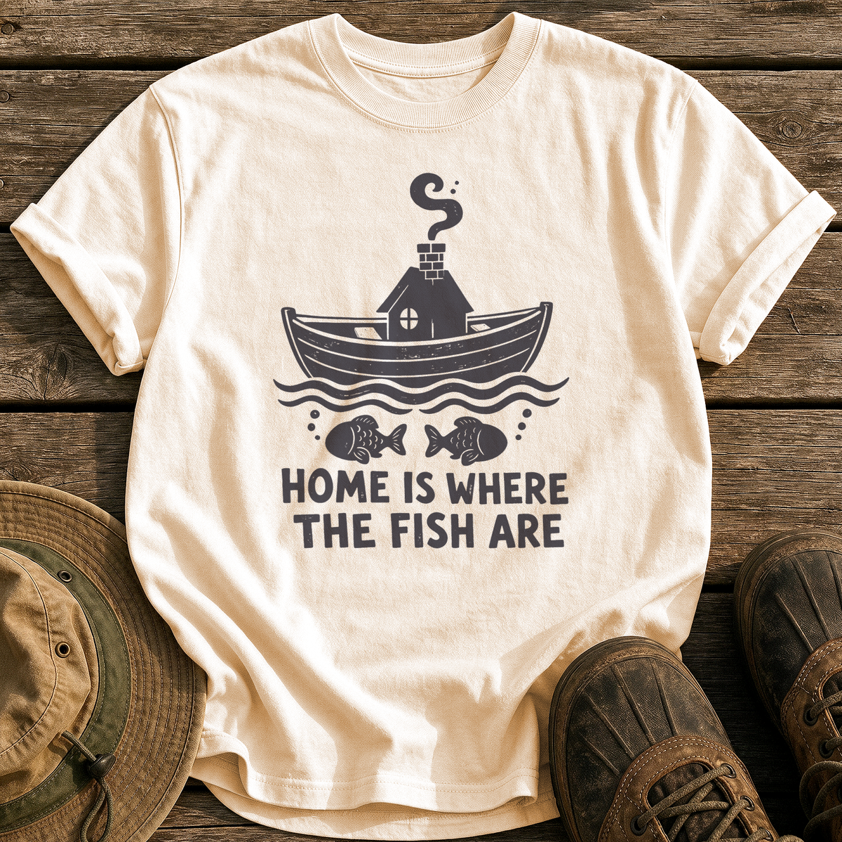 Home Is Where Fish Are tee - Ivory - front