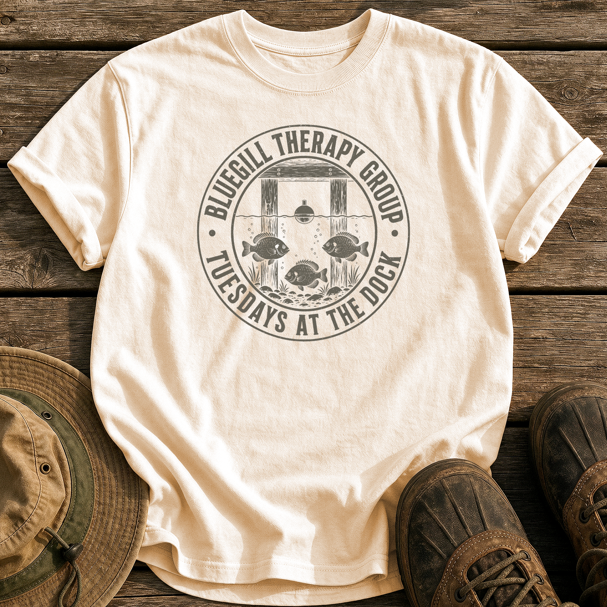 Bluegill Therapy Group tee - Ivory - front