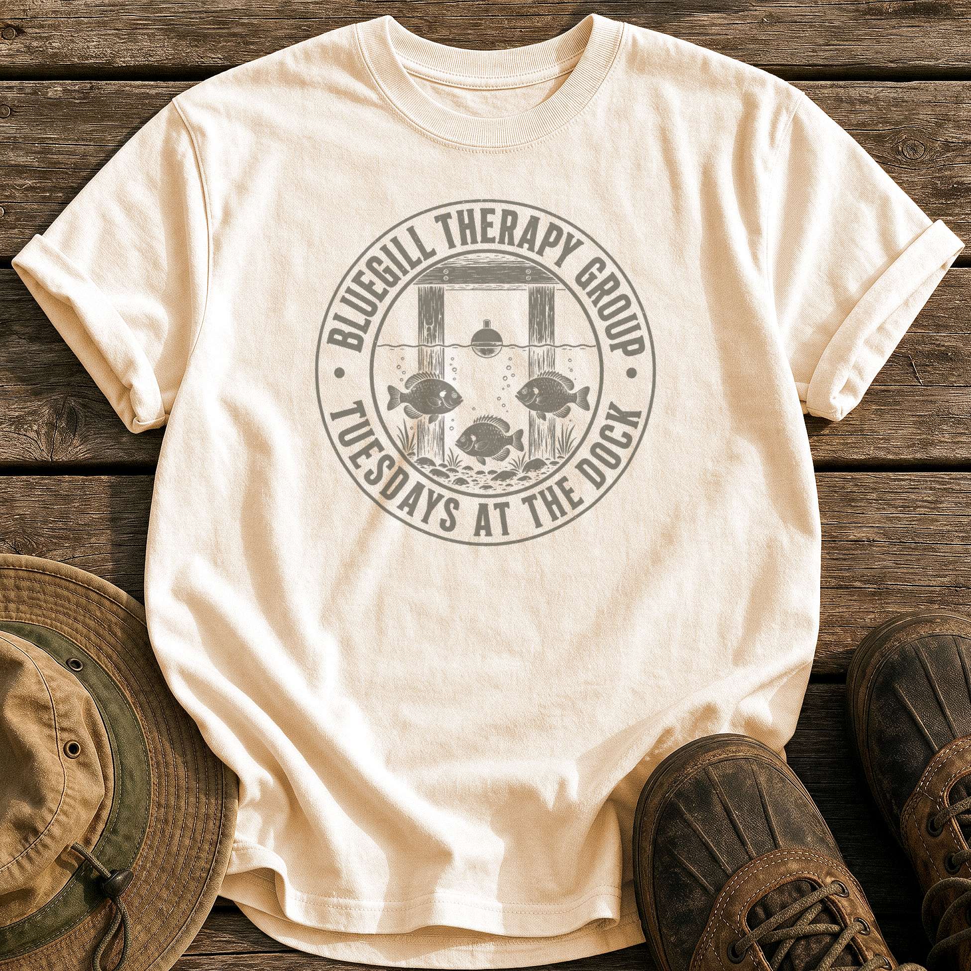 Bluegill Therapy Group tee - Ivory - front