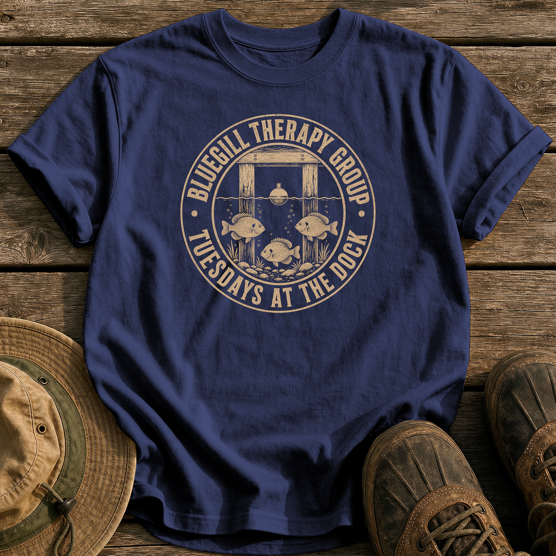 Bluegill Therapy Group tee - True Navy - front