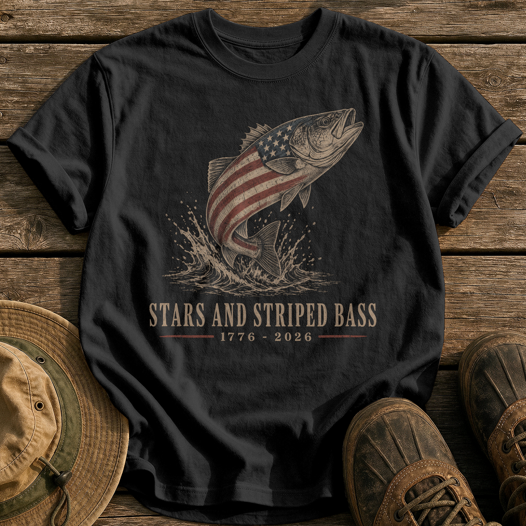 Stars and Striped Bass tee - Black - front