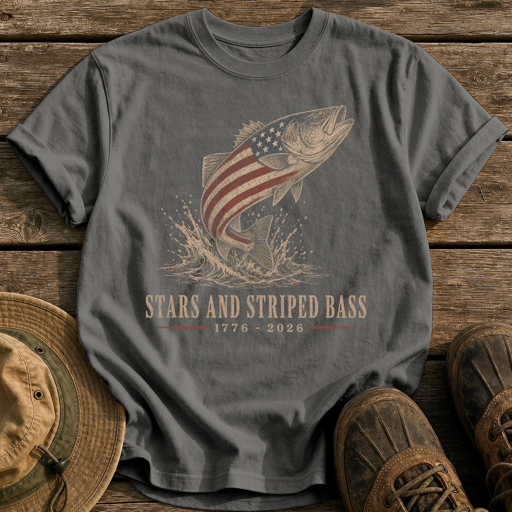 Stars and Striped Bass tee - Pepper - front