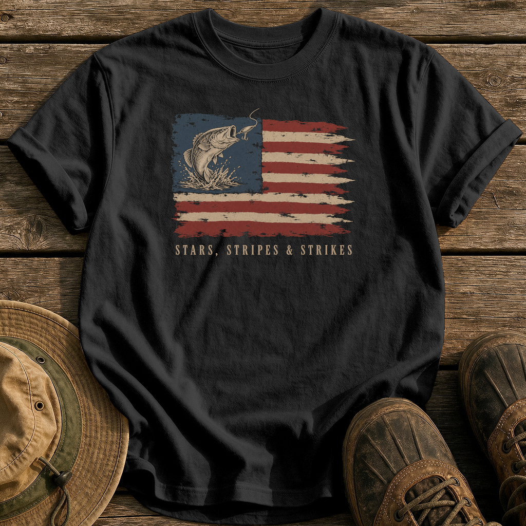 Stars, Stripes and Strikes tee - Black - front