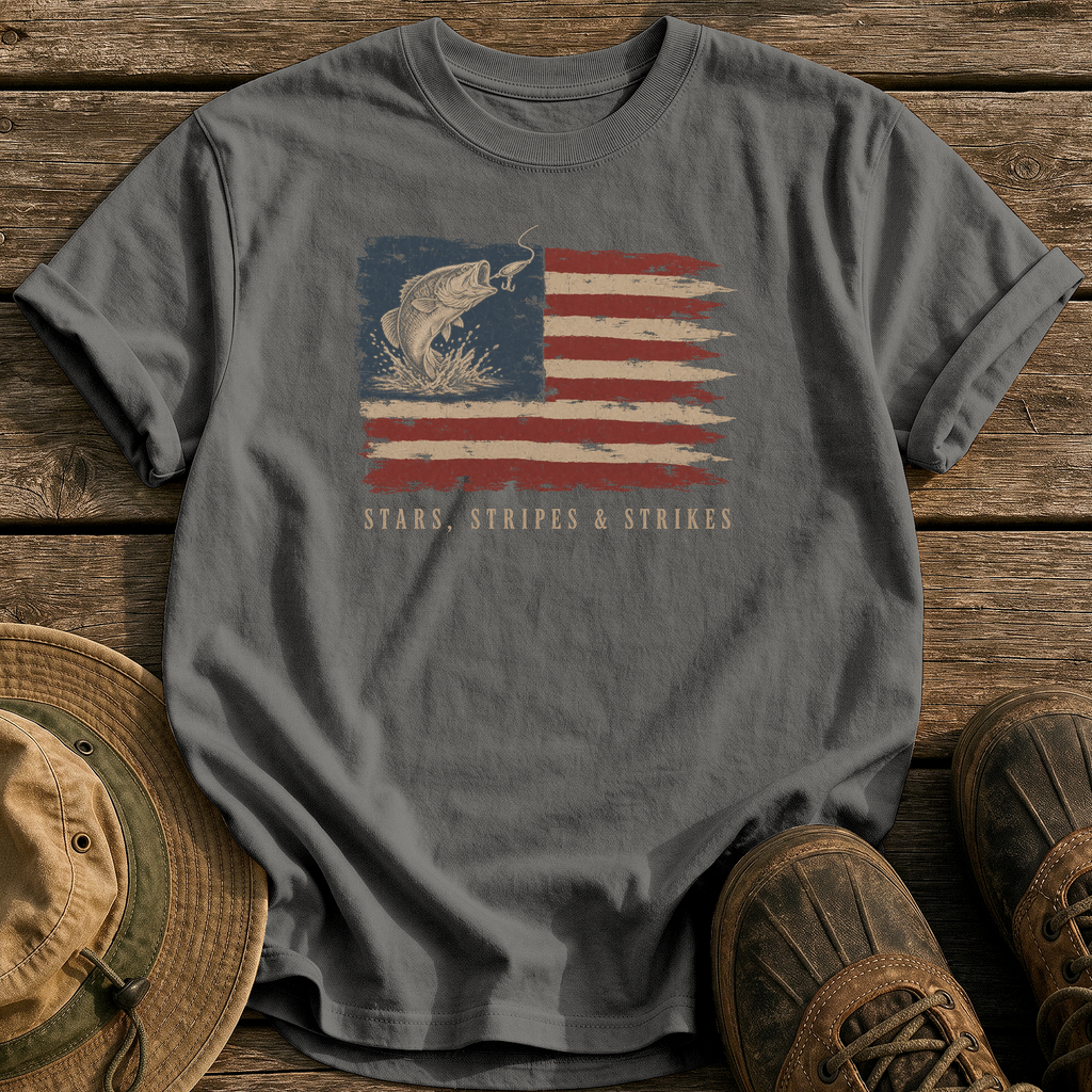 Stars, Stripes and Strikes tee - Pepper - front