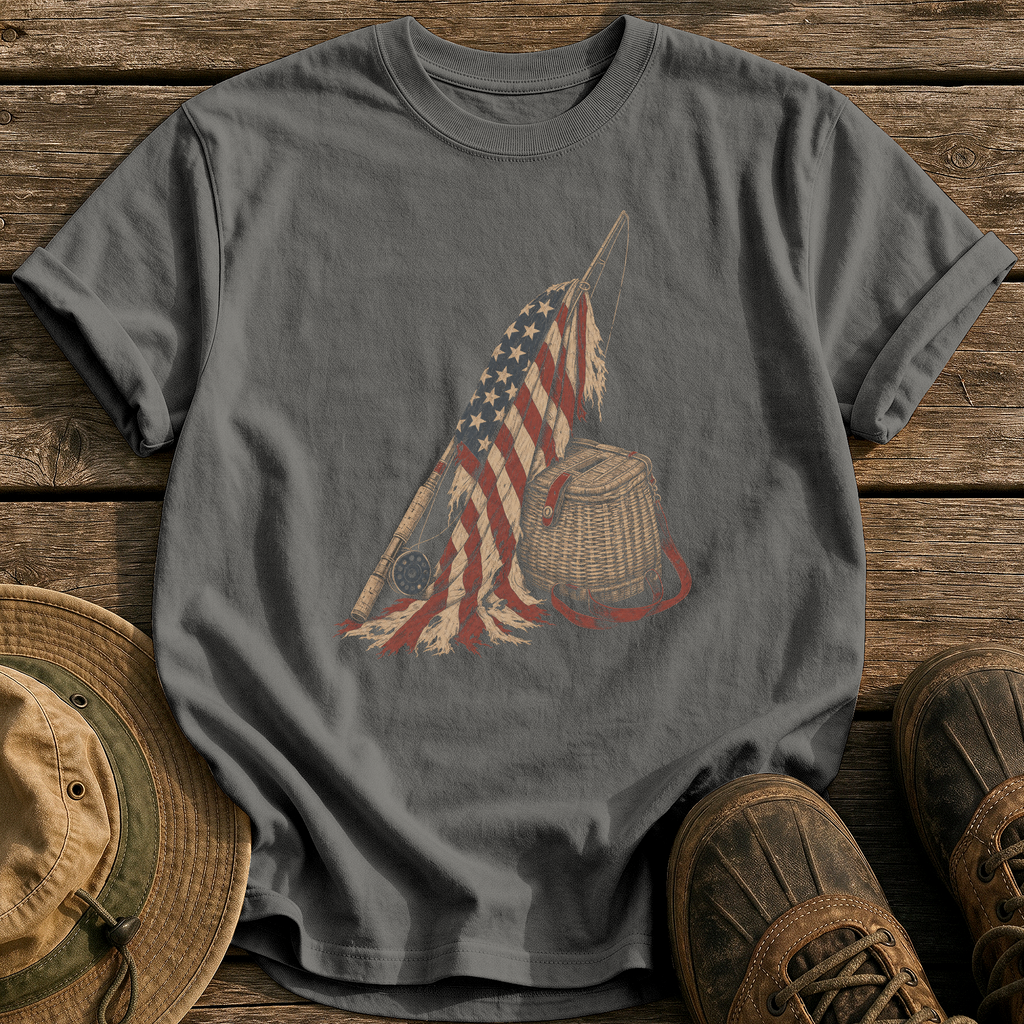 Worn Flag, Well-Worn Rod tee - Pepper - front
