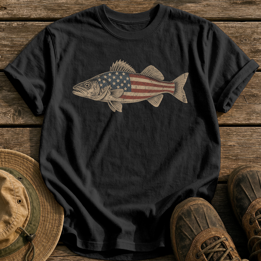 Walleye, Flag Tones tee - Black - front