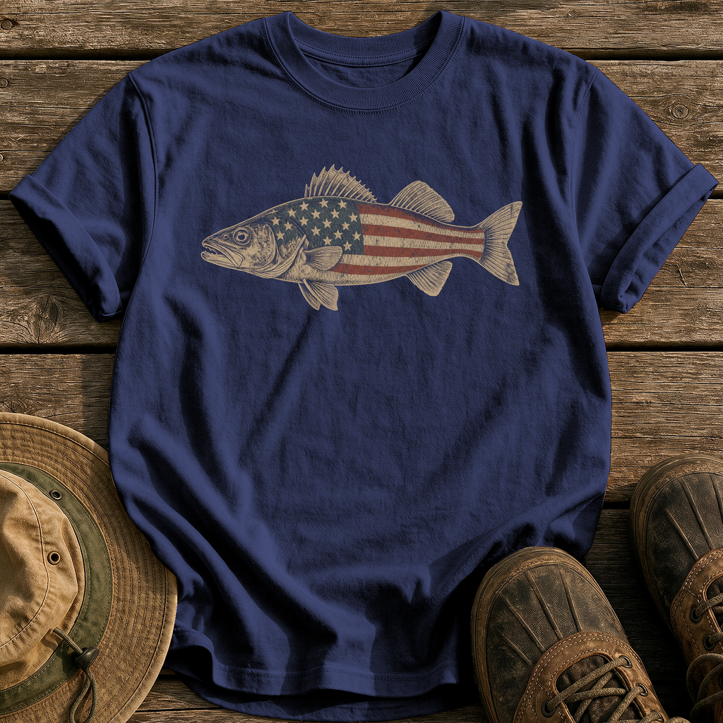 Walleye, Flag Tones tee - True Navy - front