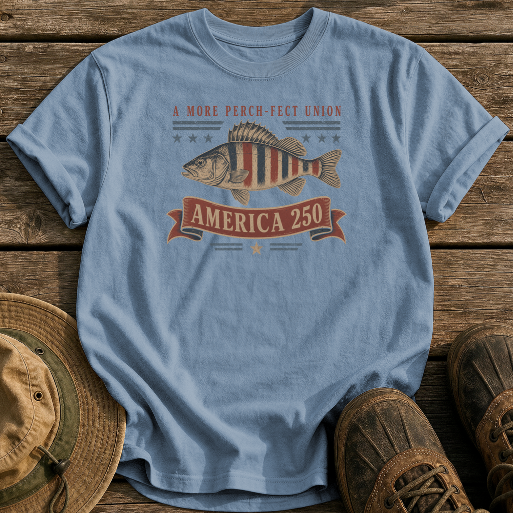 A More Perch-fect Union tee - Blue Jean - front