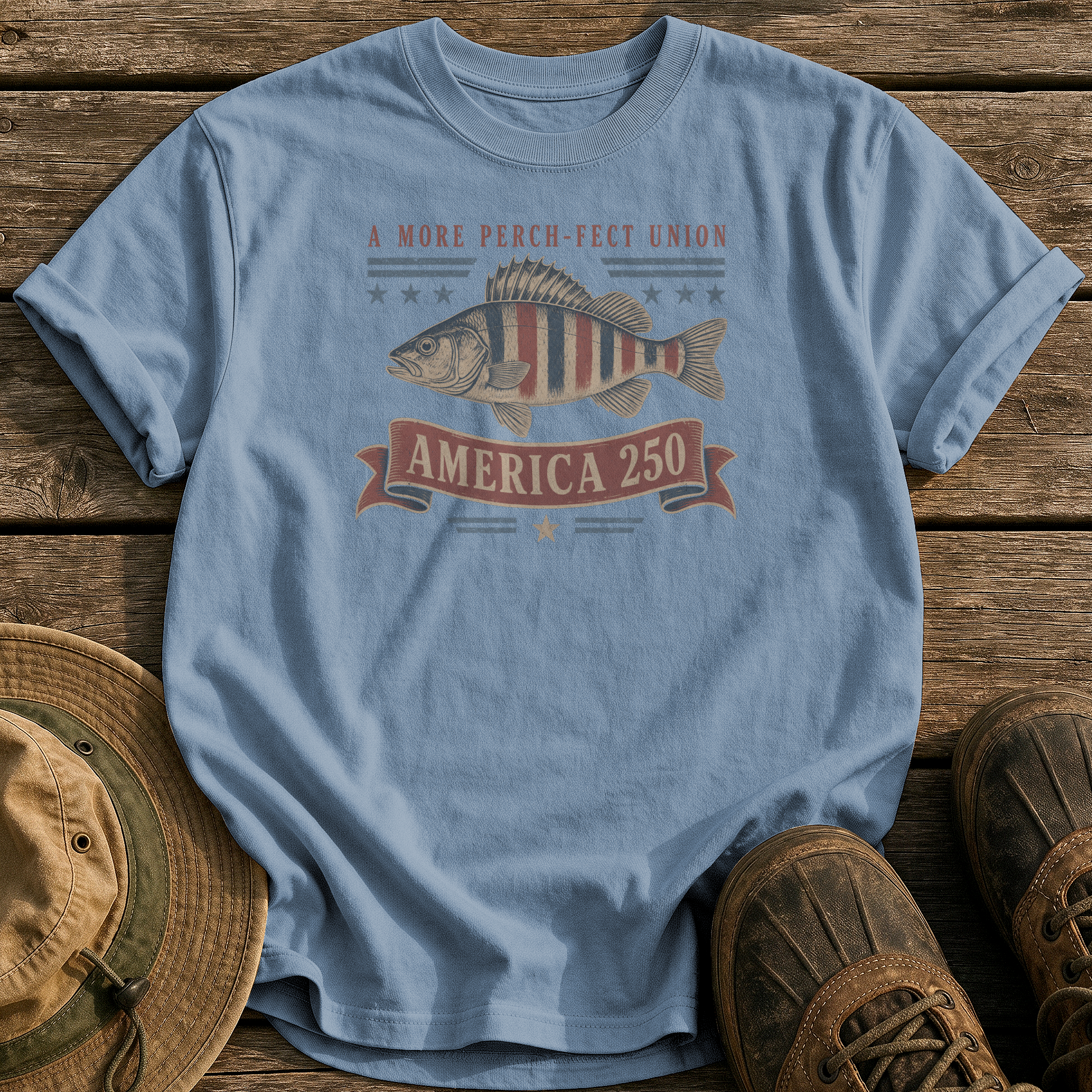 A More Perch-fect Union tee - Blue Jean - front