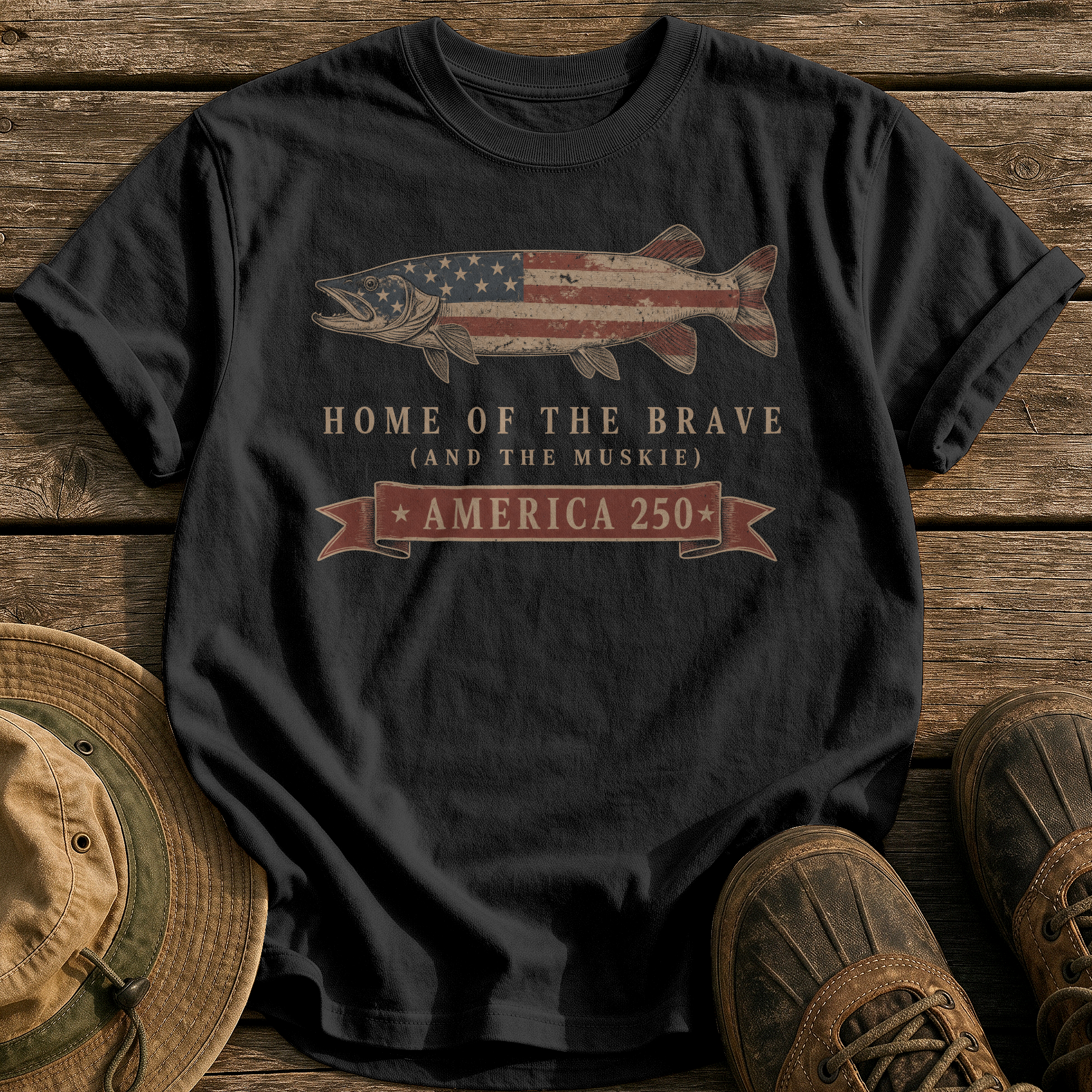 Home of the Brave Muskie tee - Black - front