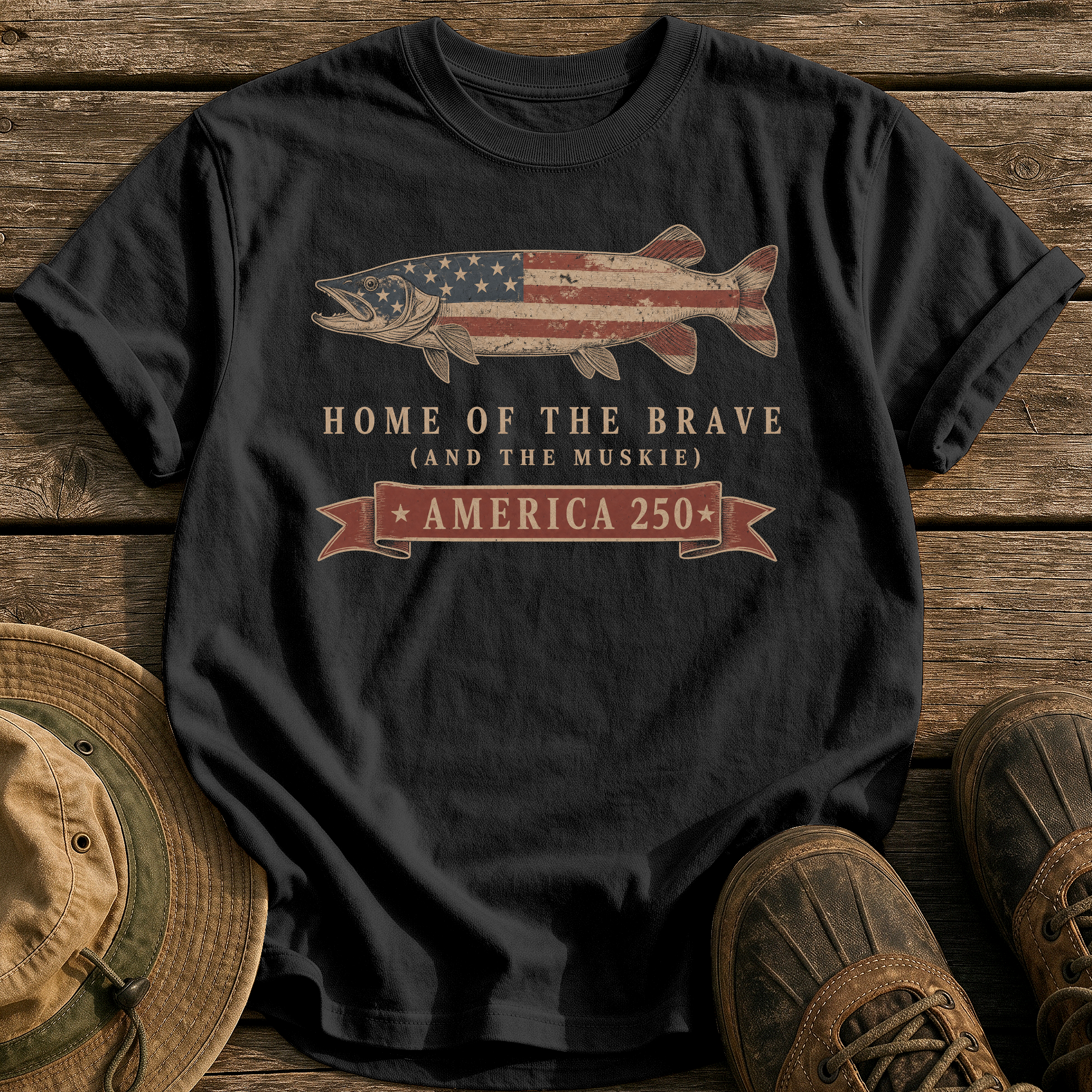 Home of the Brave Muskie tee - Black - front