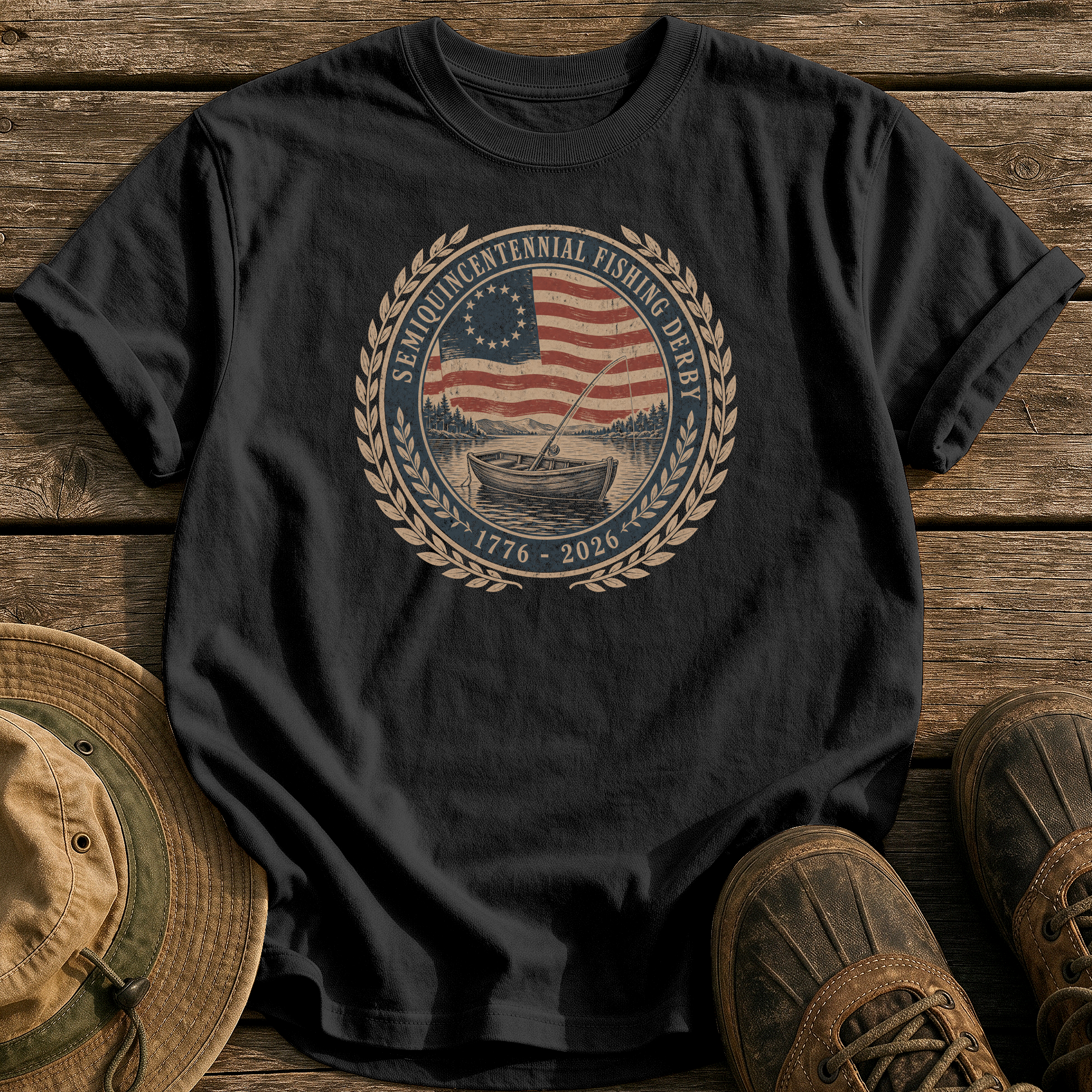 Semiquincentennial Fishing Derby tee - Black - front