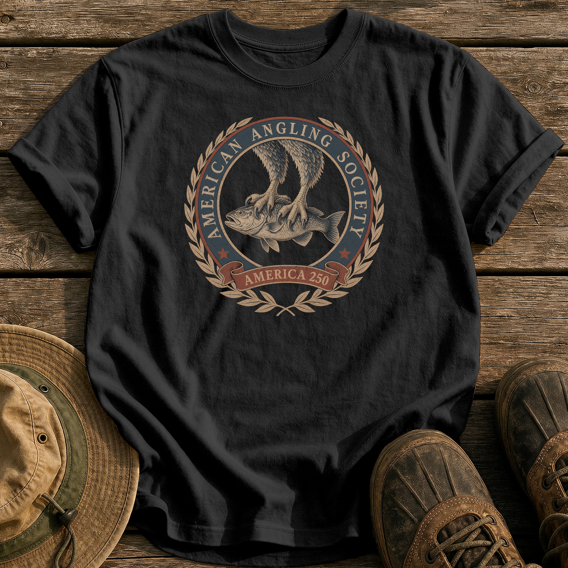 American Angling Society tee - Black - front