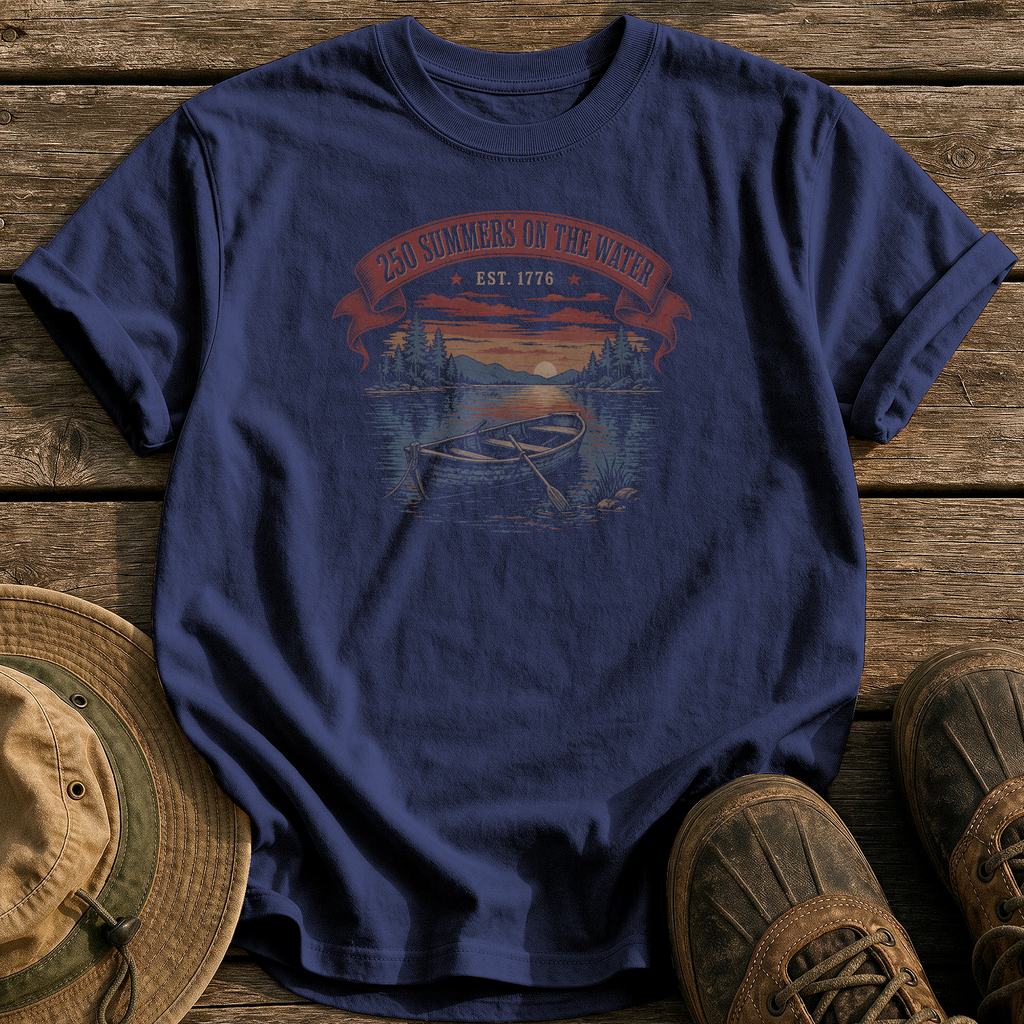 250 Summers on the Water tee - True Navy - front