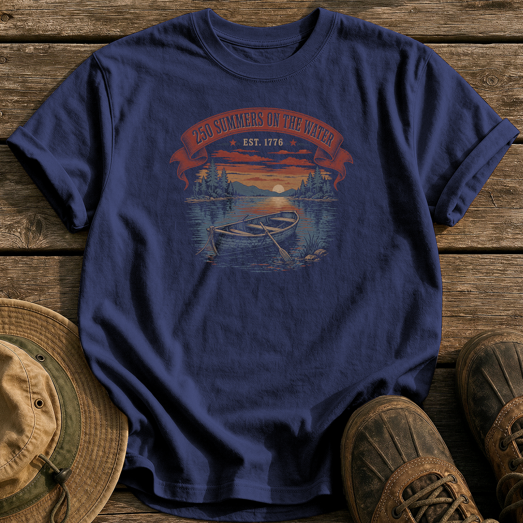 250 Summers on the Water tee - True Navy - front