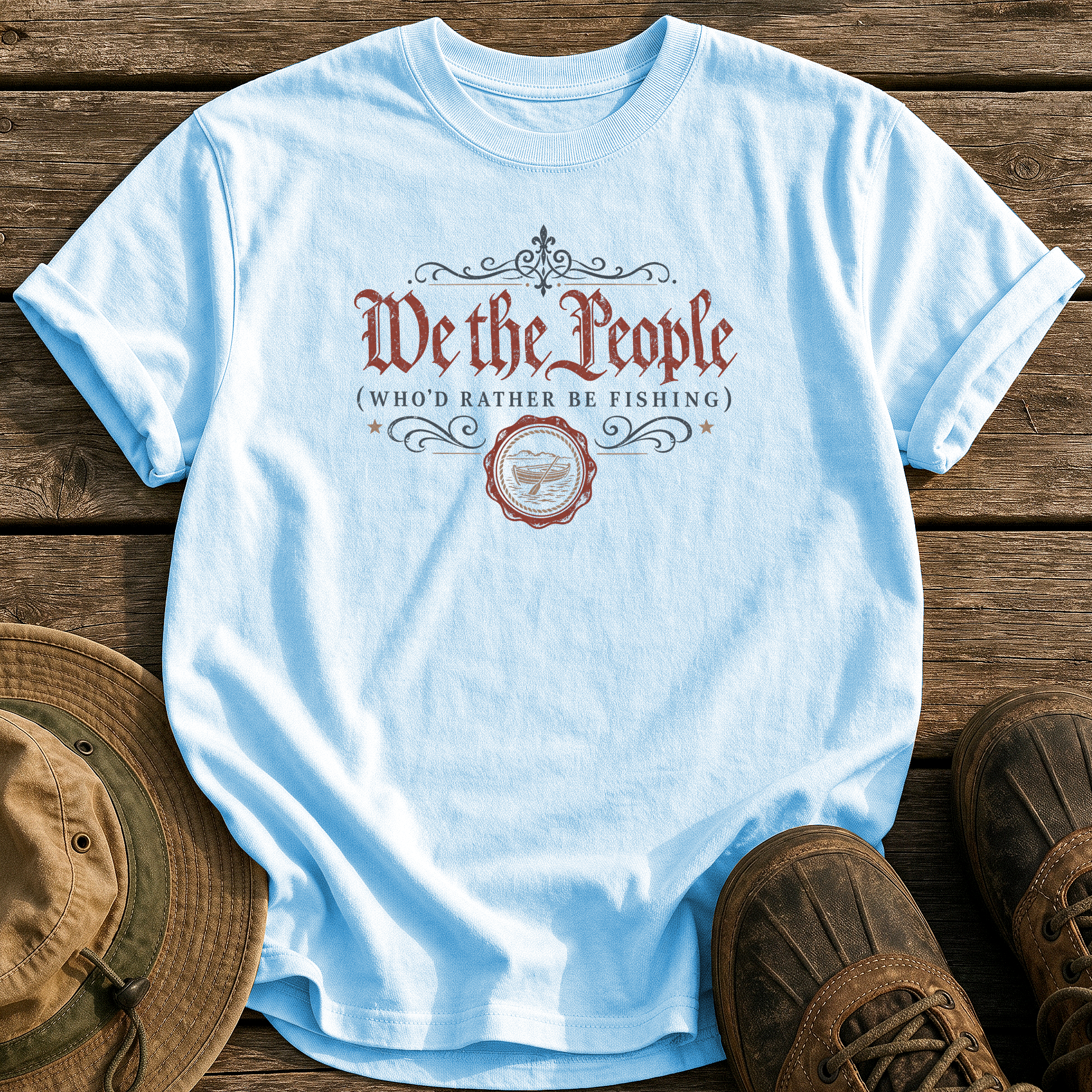 We the People Who Fish tee - Chambray - front