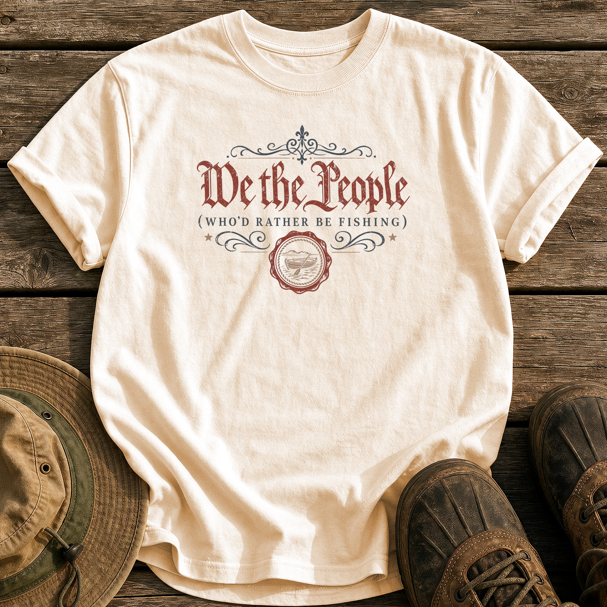 We the People Who Fish tee - Ivory - front