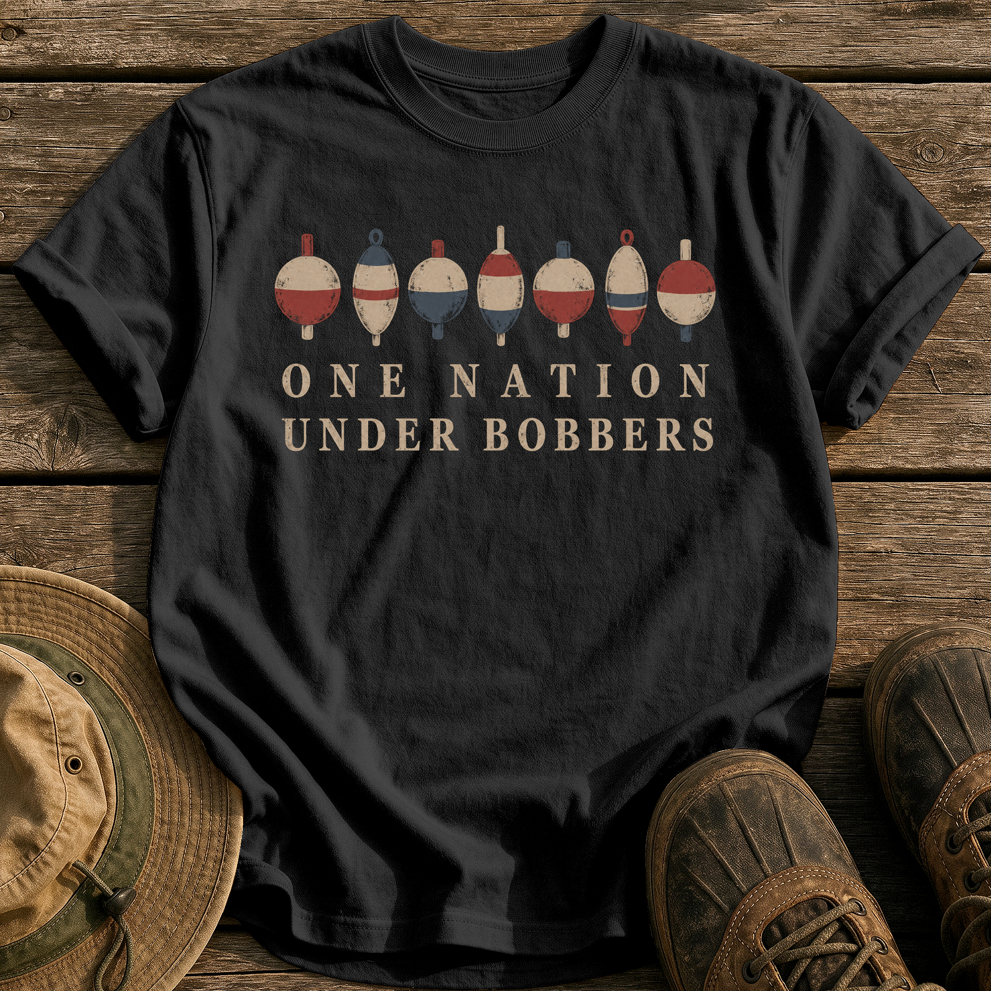 One Nation Under Bobbers tee - Black - front