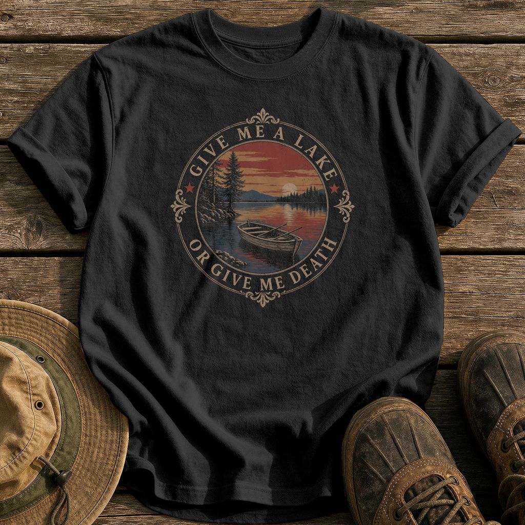 Give Me a Lake tee - Black - front