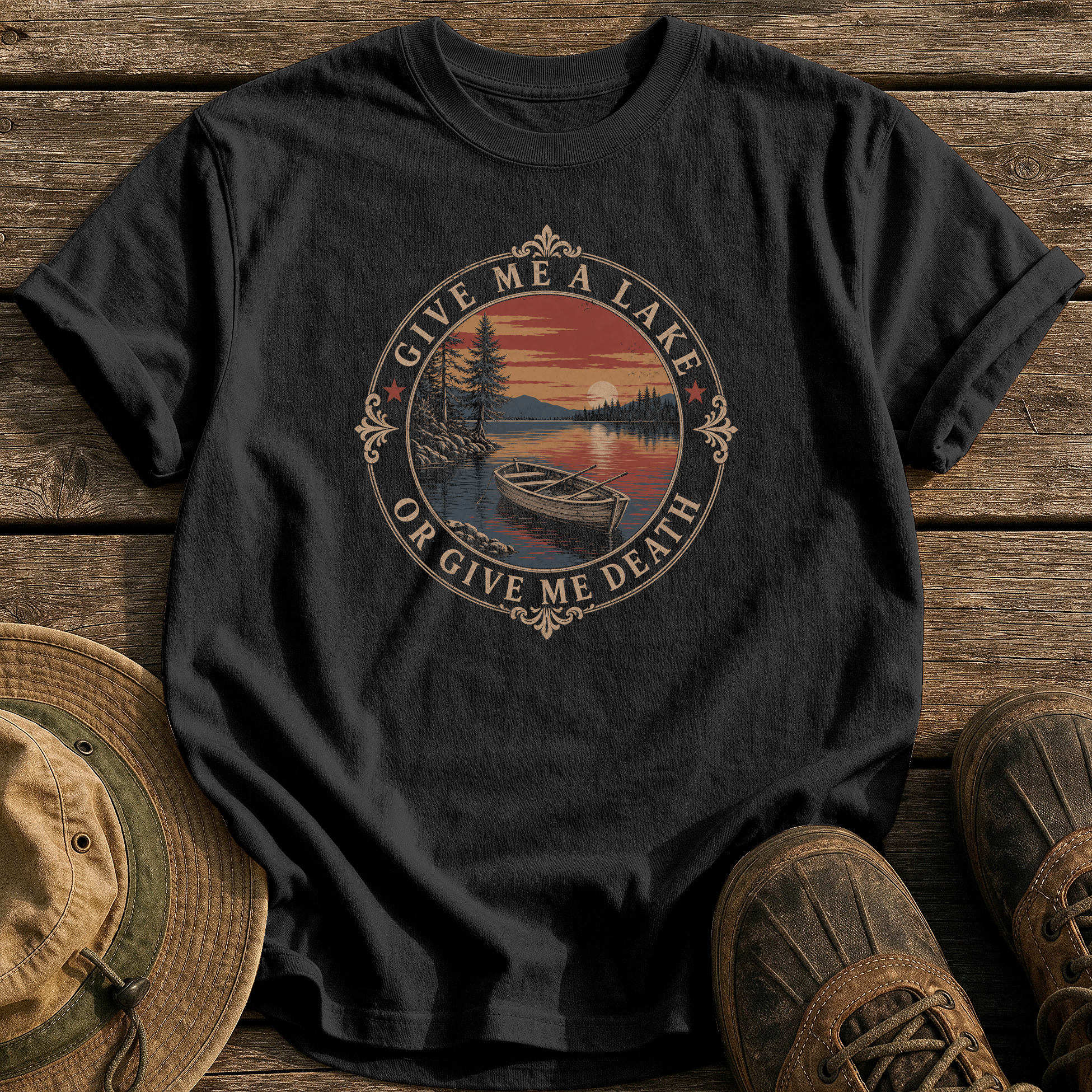 Give Me a Lake tee - Black - front