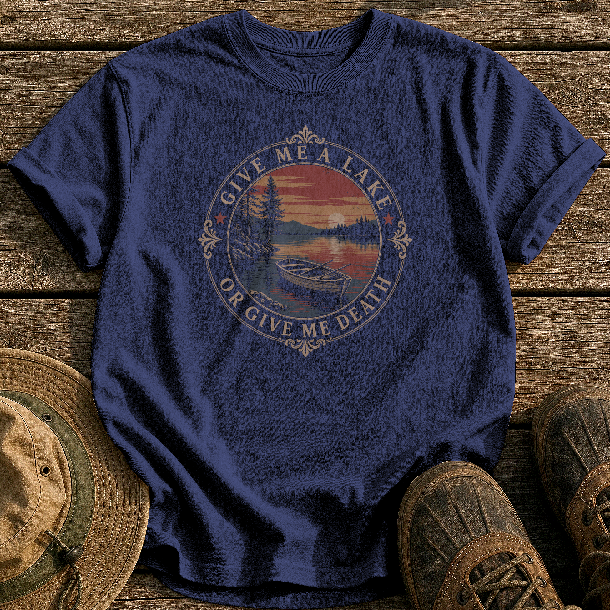 Give Me a Lake tee - True Navy - front