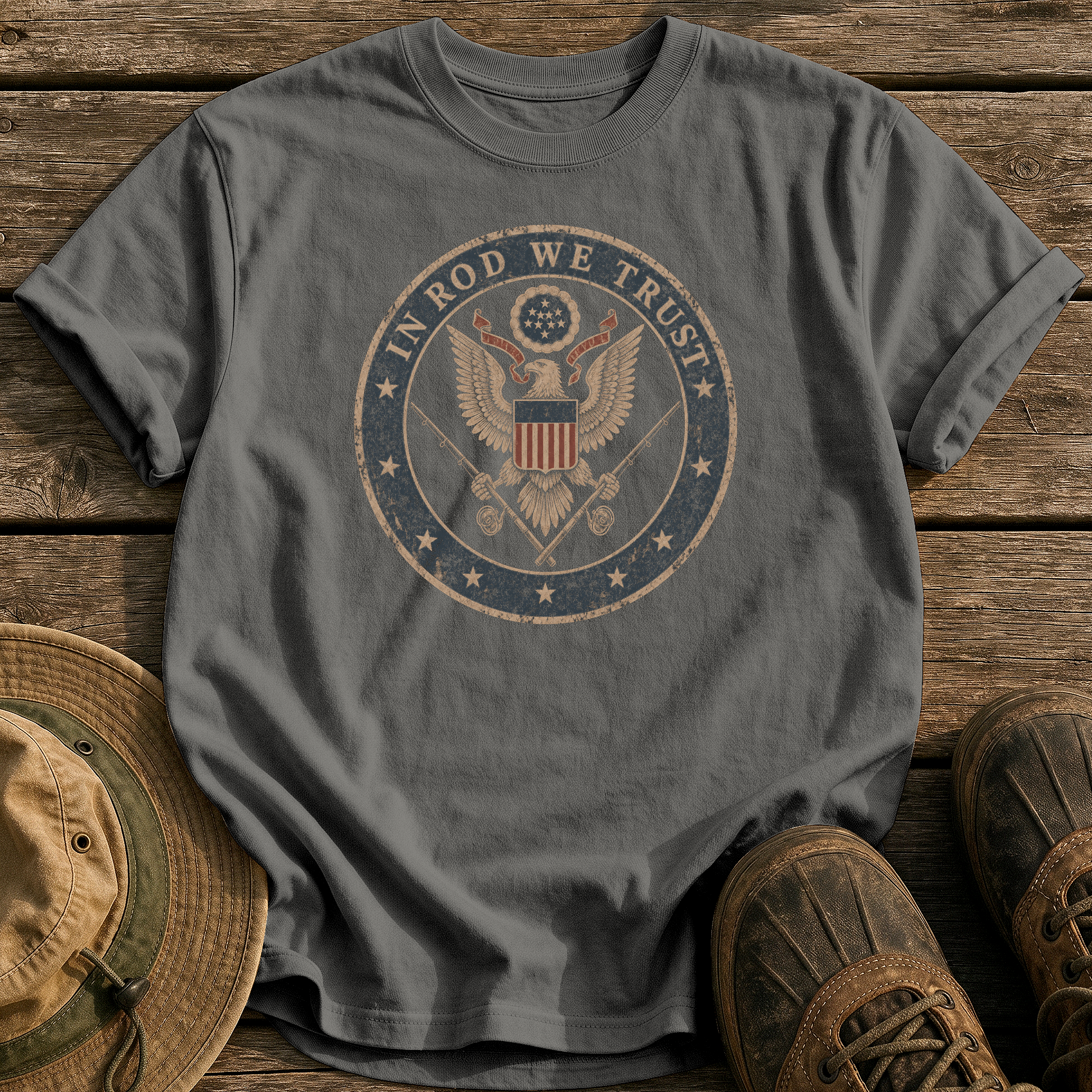 In Rod We Trust tee - Pepper - front