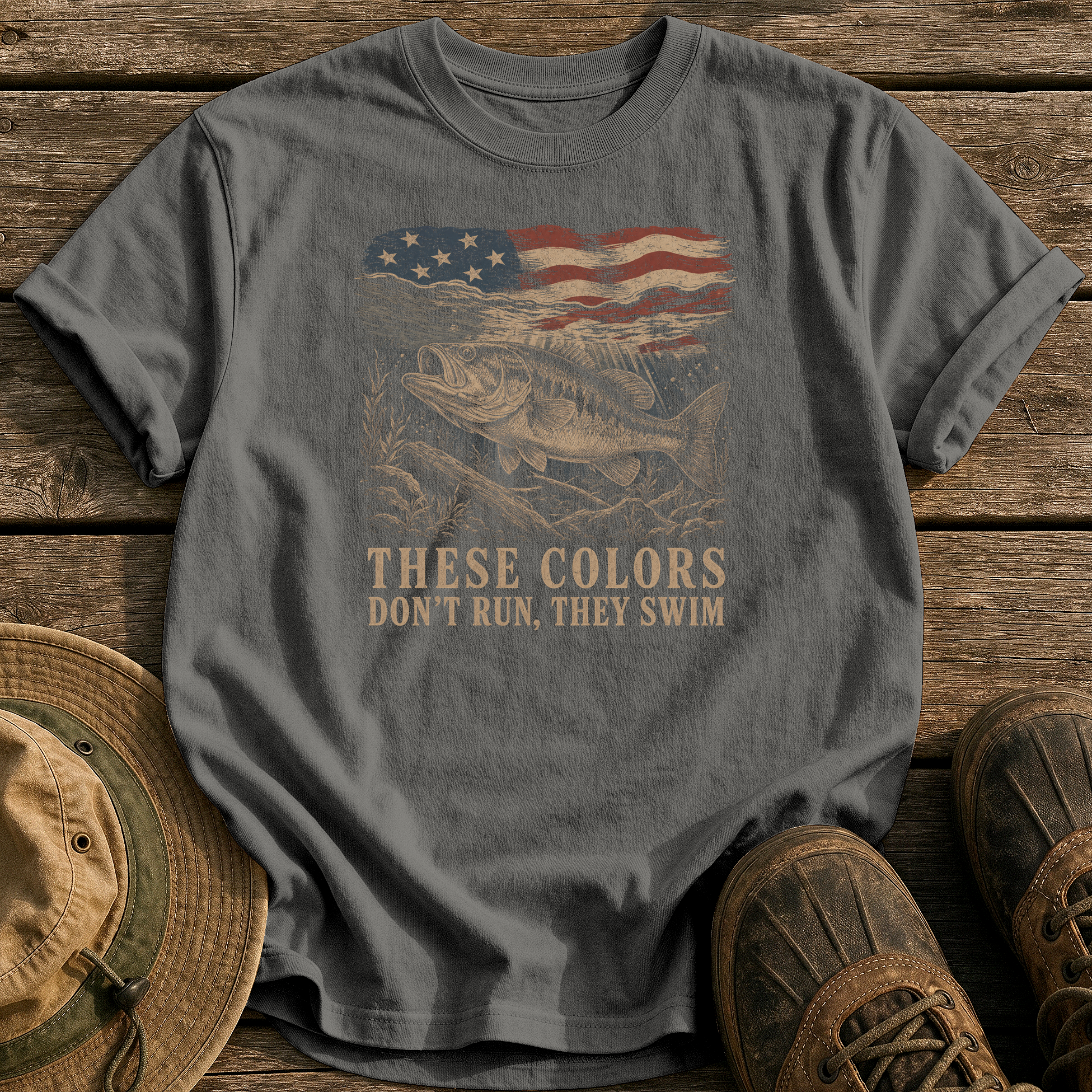 Colors Don't Run, They Swim tee - Pepper - front