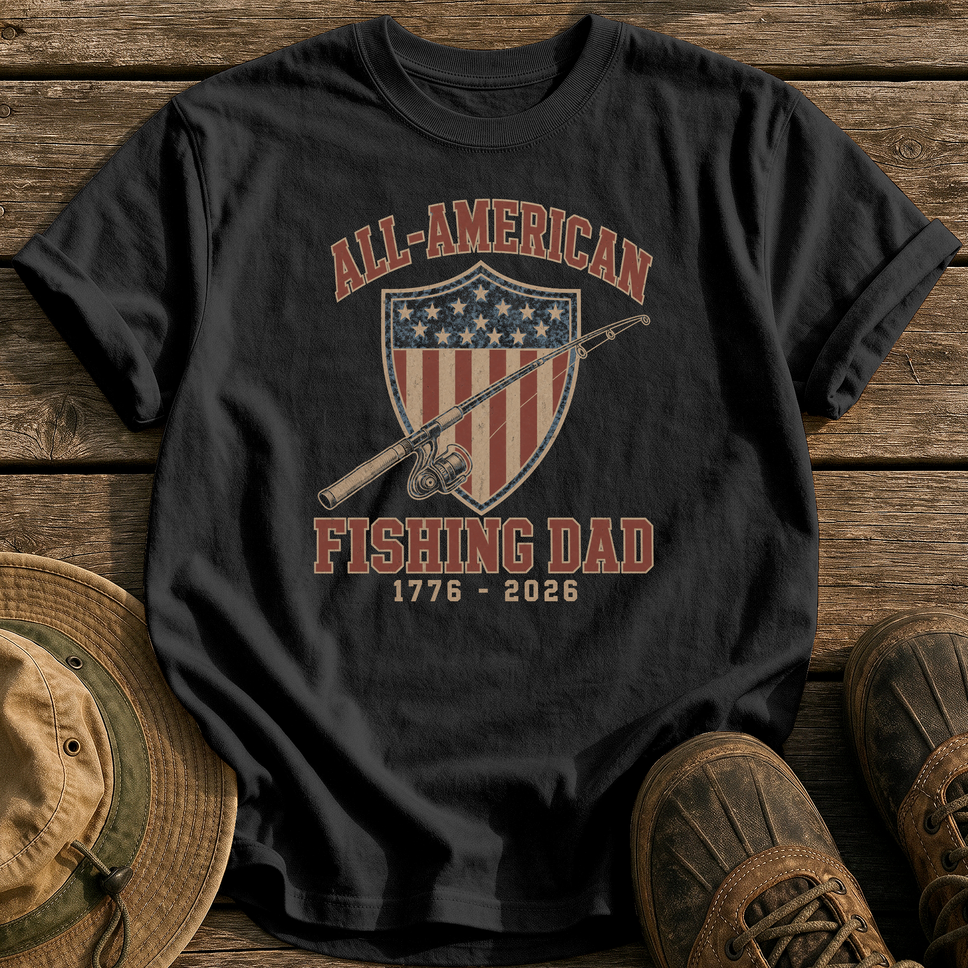 All-American Fishing Dad tee - Black - front