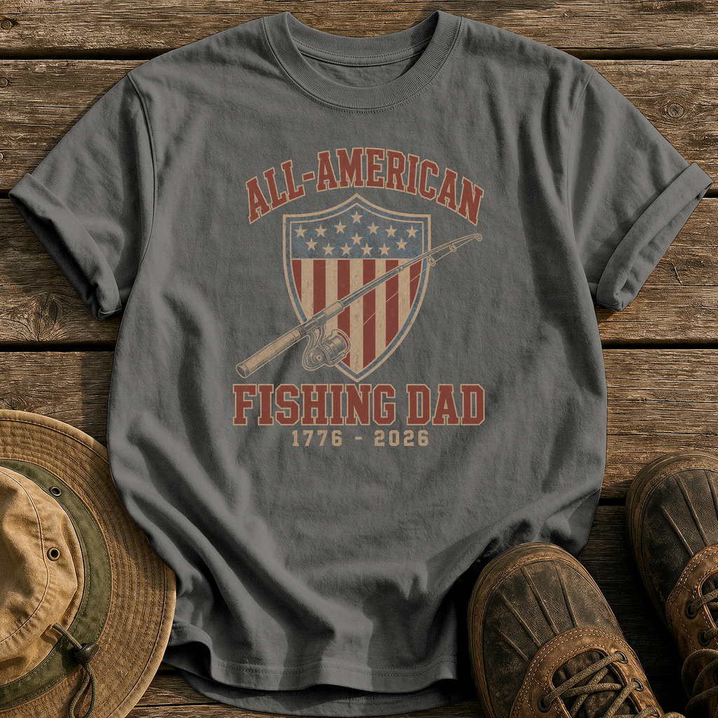 All-American Fishing Dad tee - Pepper - front