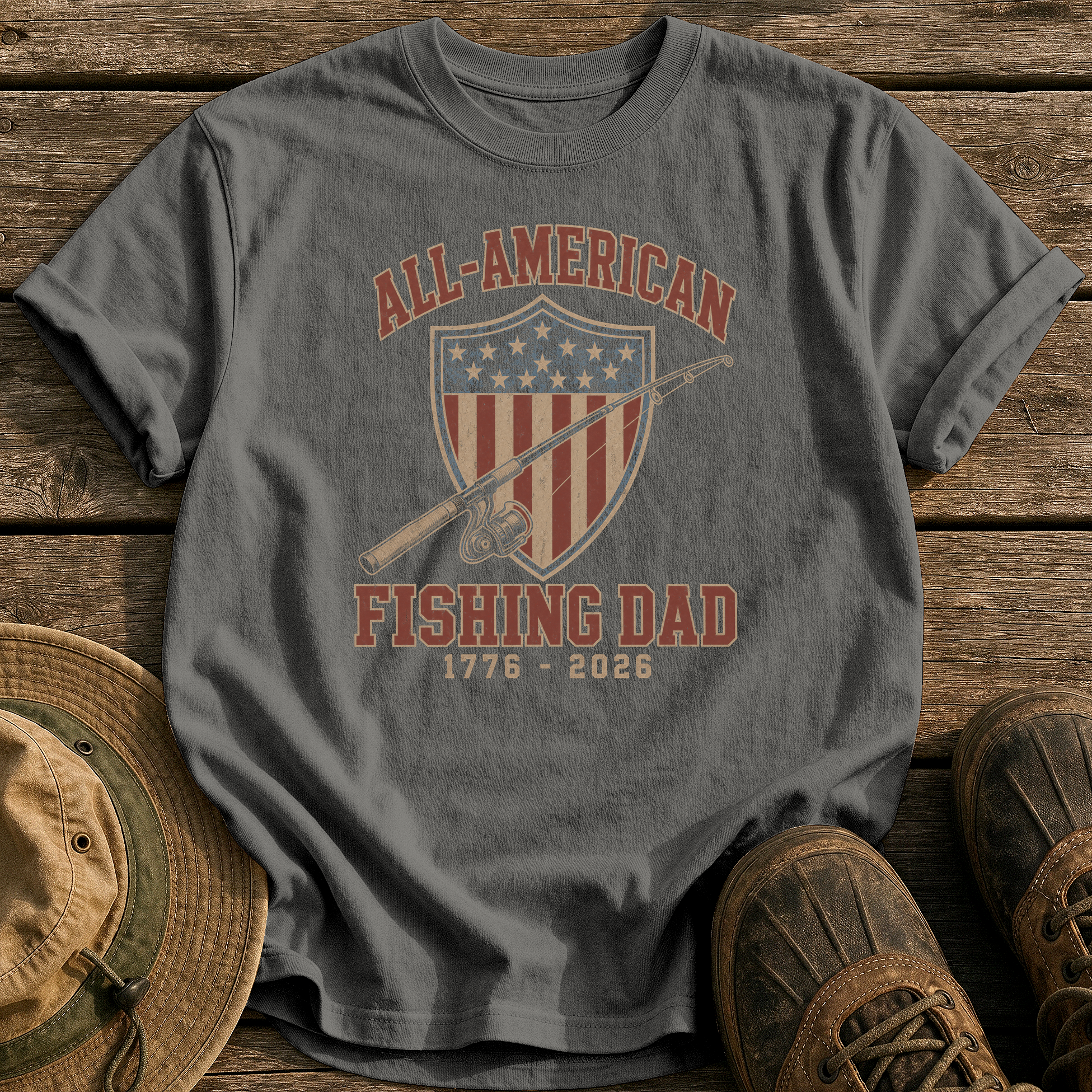 All-American Fishing Dad tee - Pepper - front