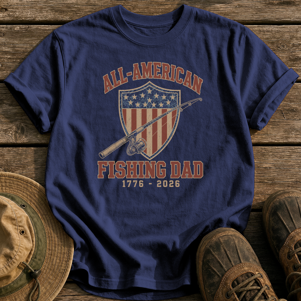 All-American Fishing Dad tee - True Navy - front