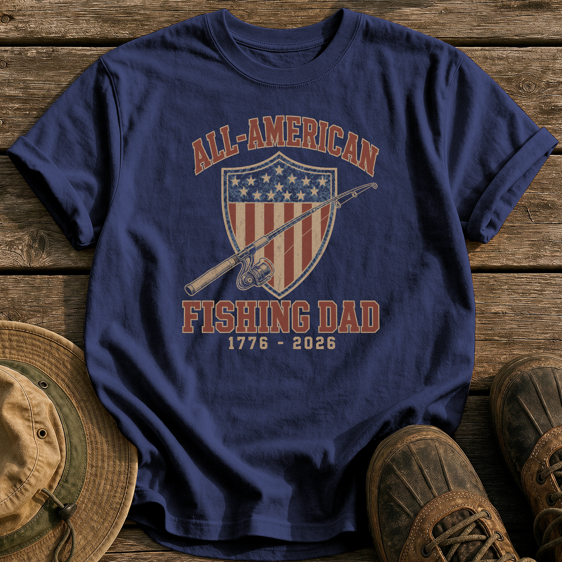 All-American Fishing Dad tee - True Navy - front