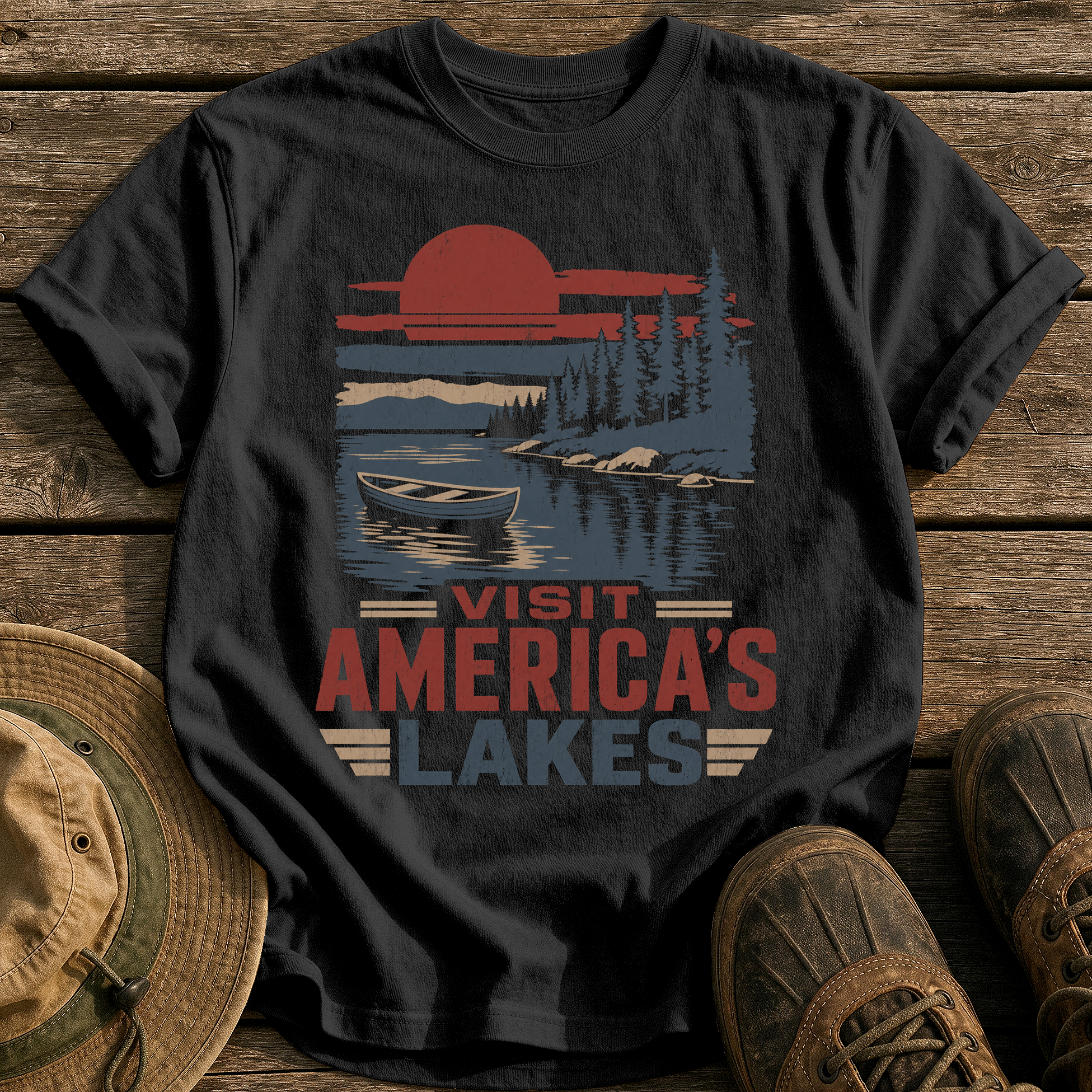 Visit America's Lakes tee - Black - front