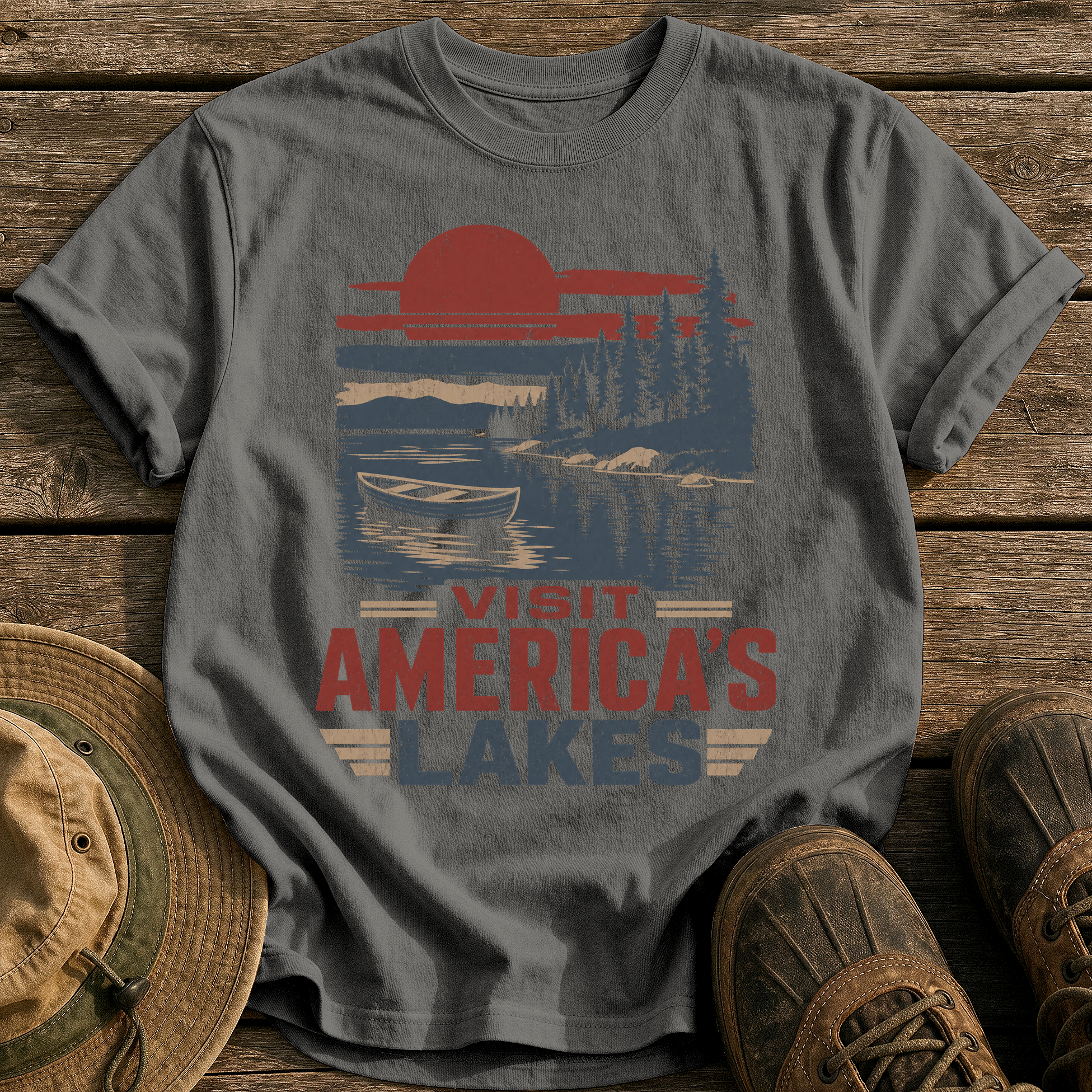 Visit America's Lakes tee - Pepper - front