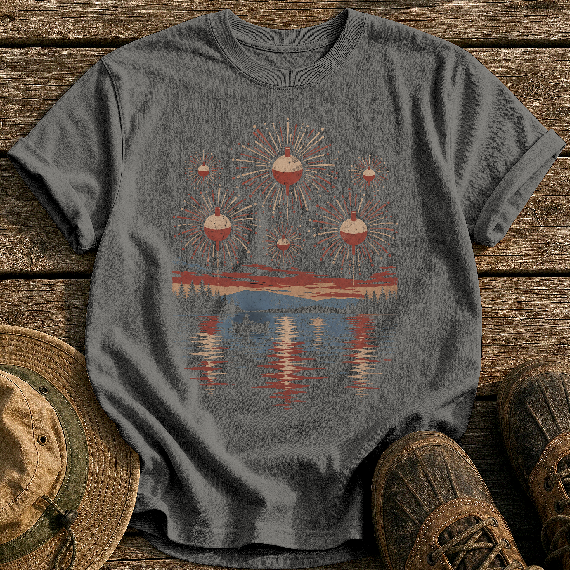 Firework Bobbers tee - Pepper - front