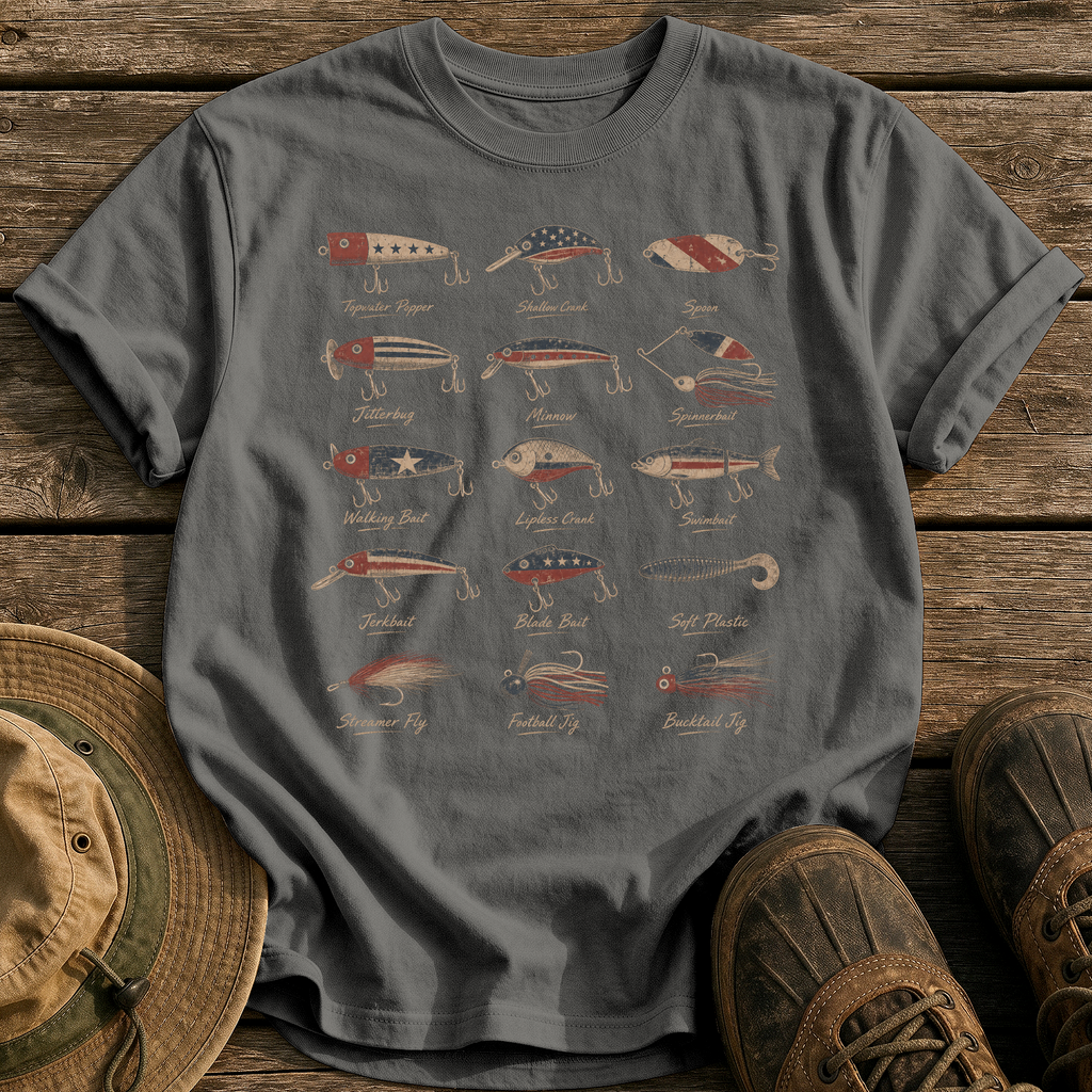 Patriotic Lure Board tee - Pepper - front