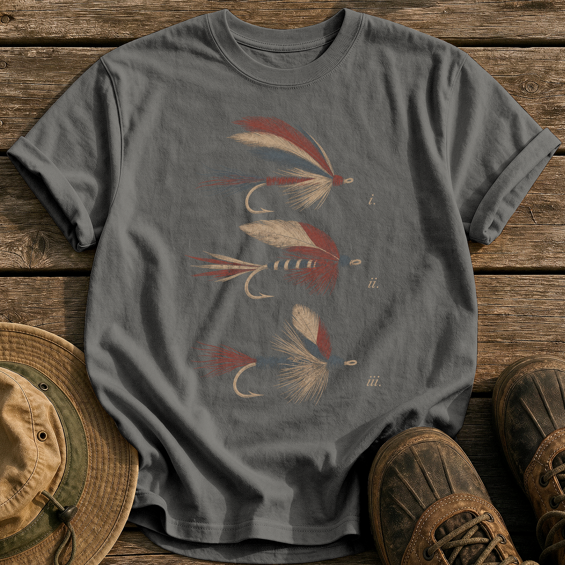 Flag-Feather Fly Plate tee - Pepper - front
