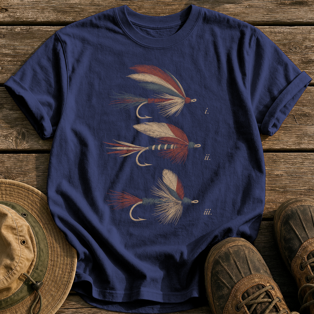 Flag-Feather Fly Plate tee - True Navy - front