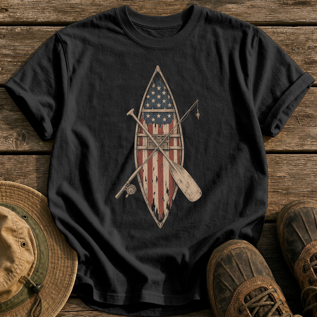 Worn-Flag Canoe tee - Black - front