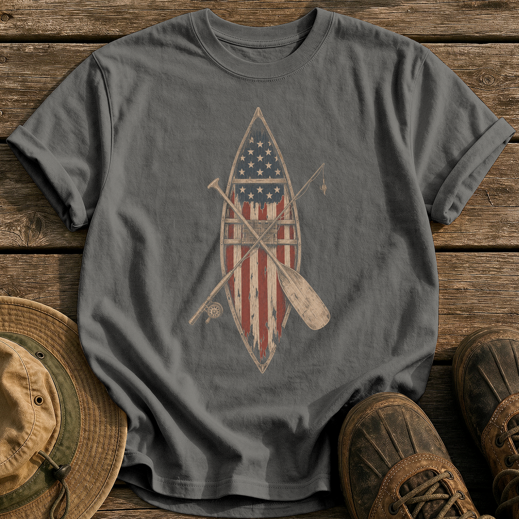 Worn-Flag Canoe tee - Pepper - front