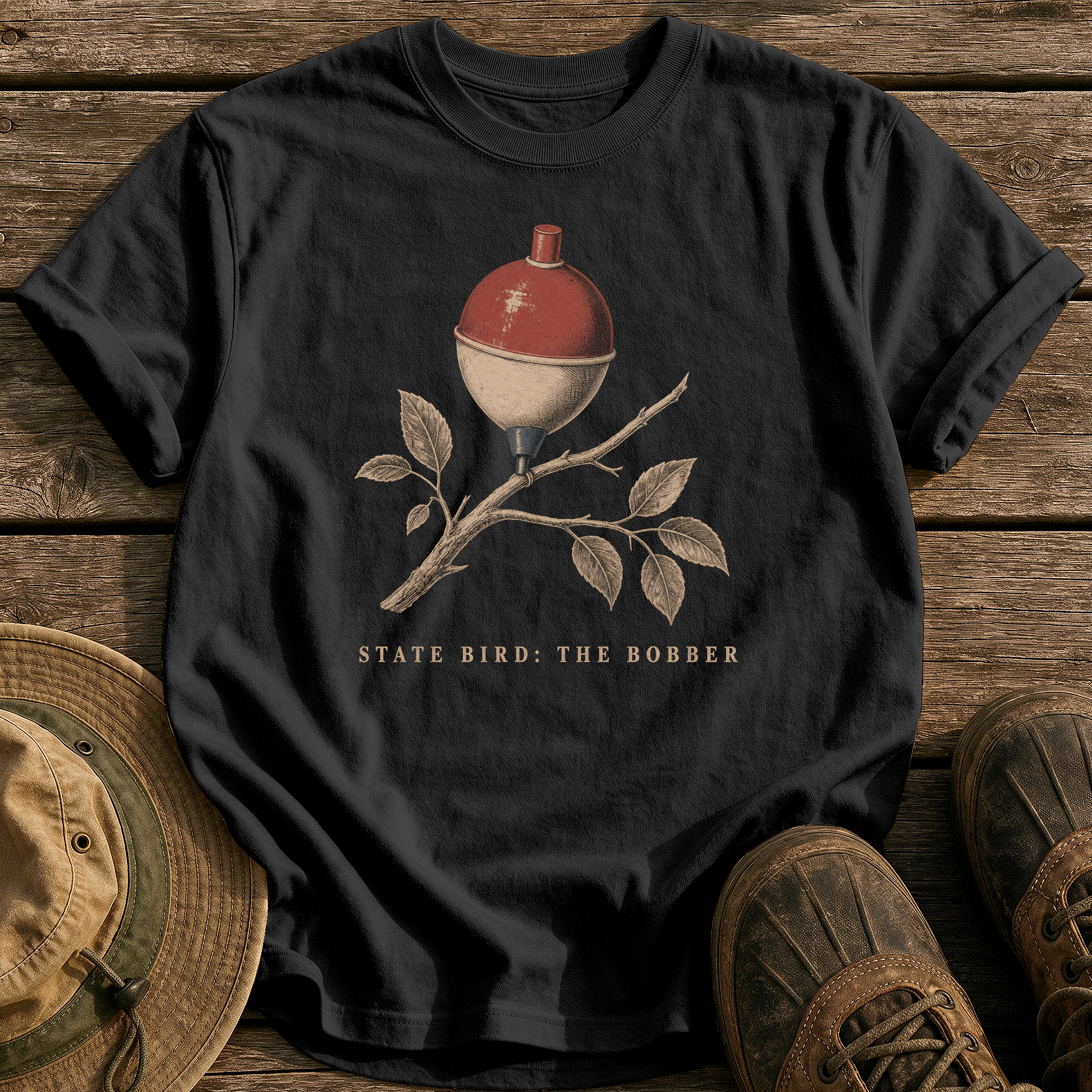 State Bird: The Bobber tee - Black - front