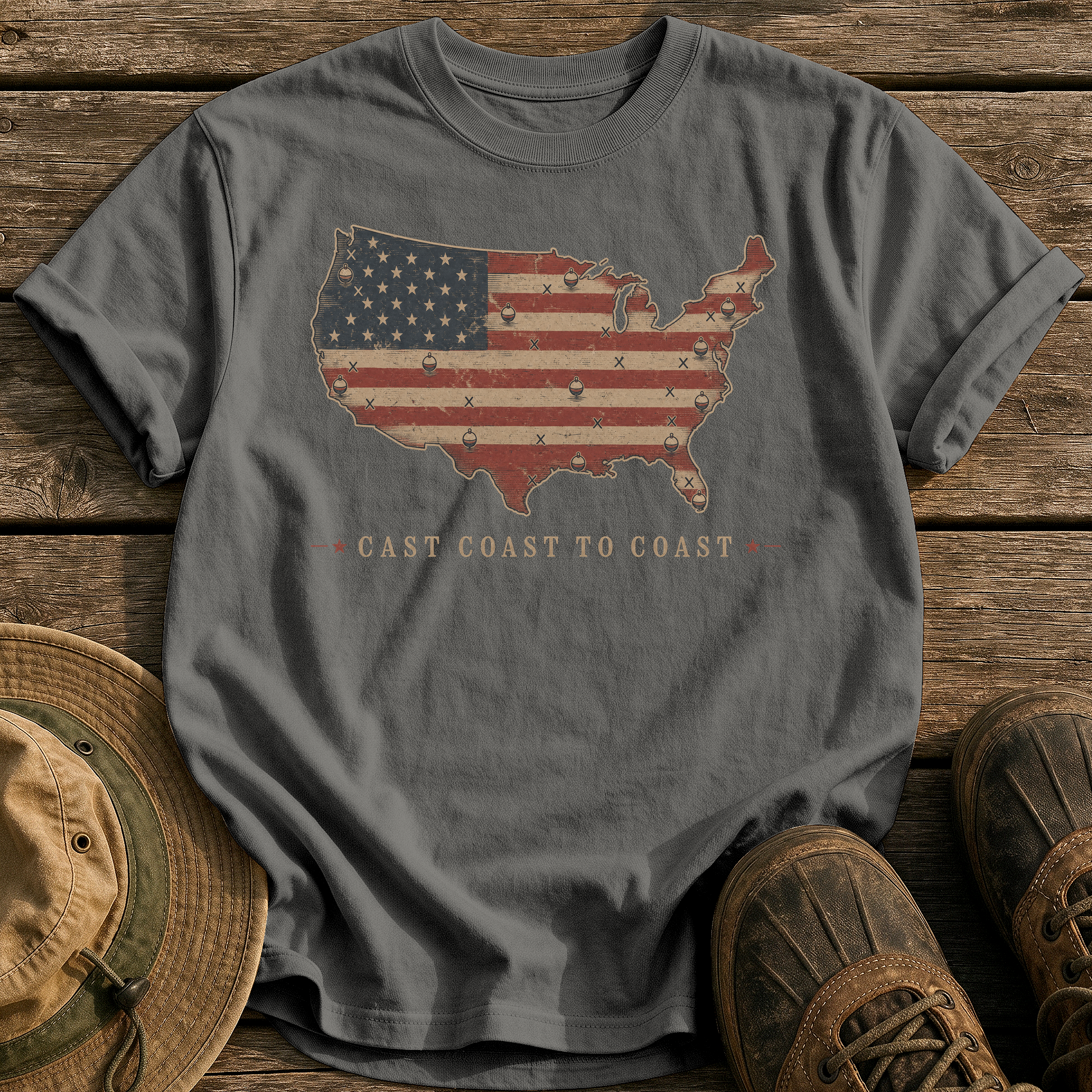 Cast Coast to Coast tee - Pepper - front