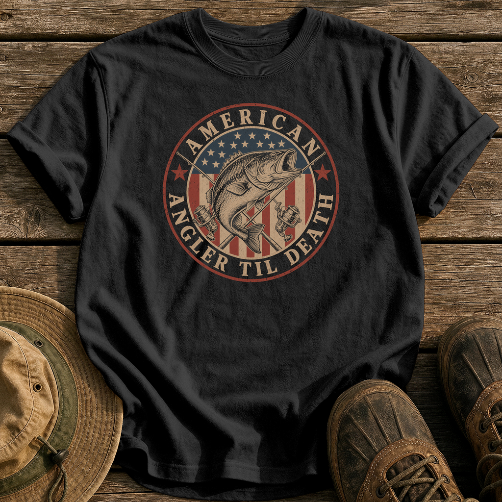 American Angler Til Death tee - Black - front