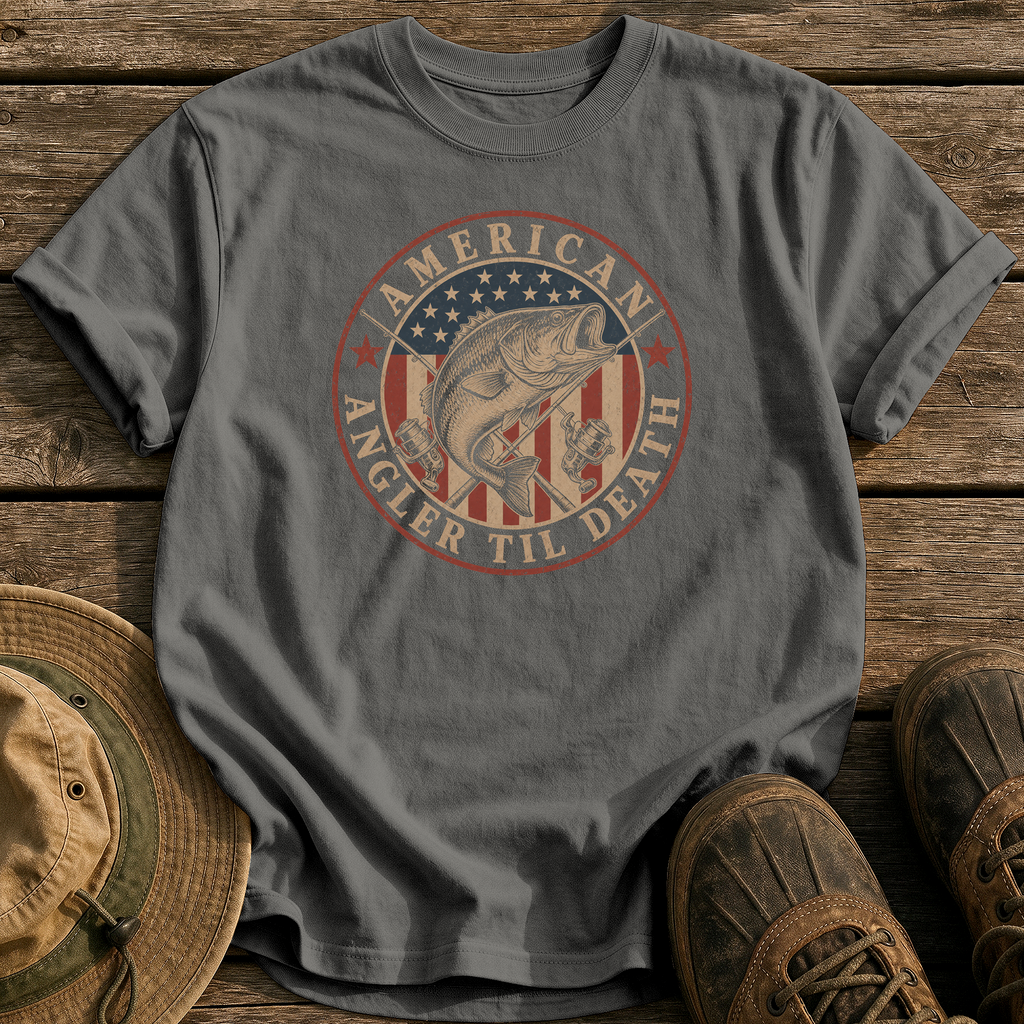 American Angler Til Death tee - Pepper - front