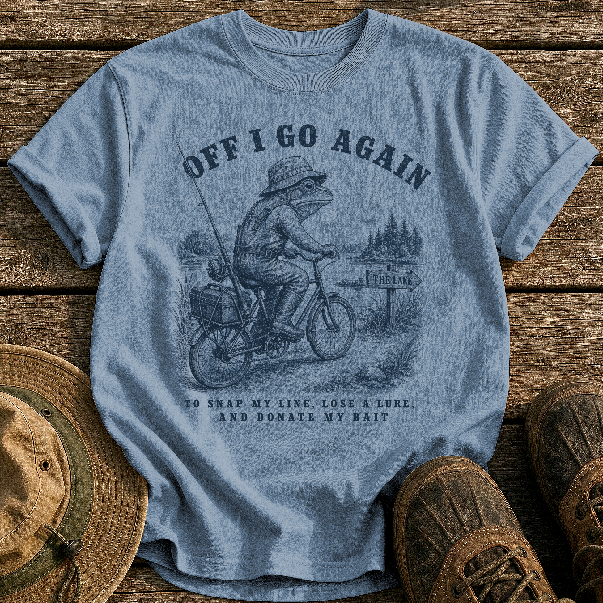 Off I Go Again tee - Blue Jean - front