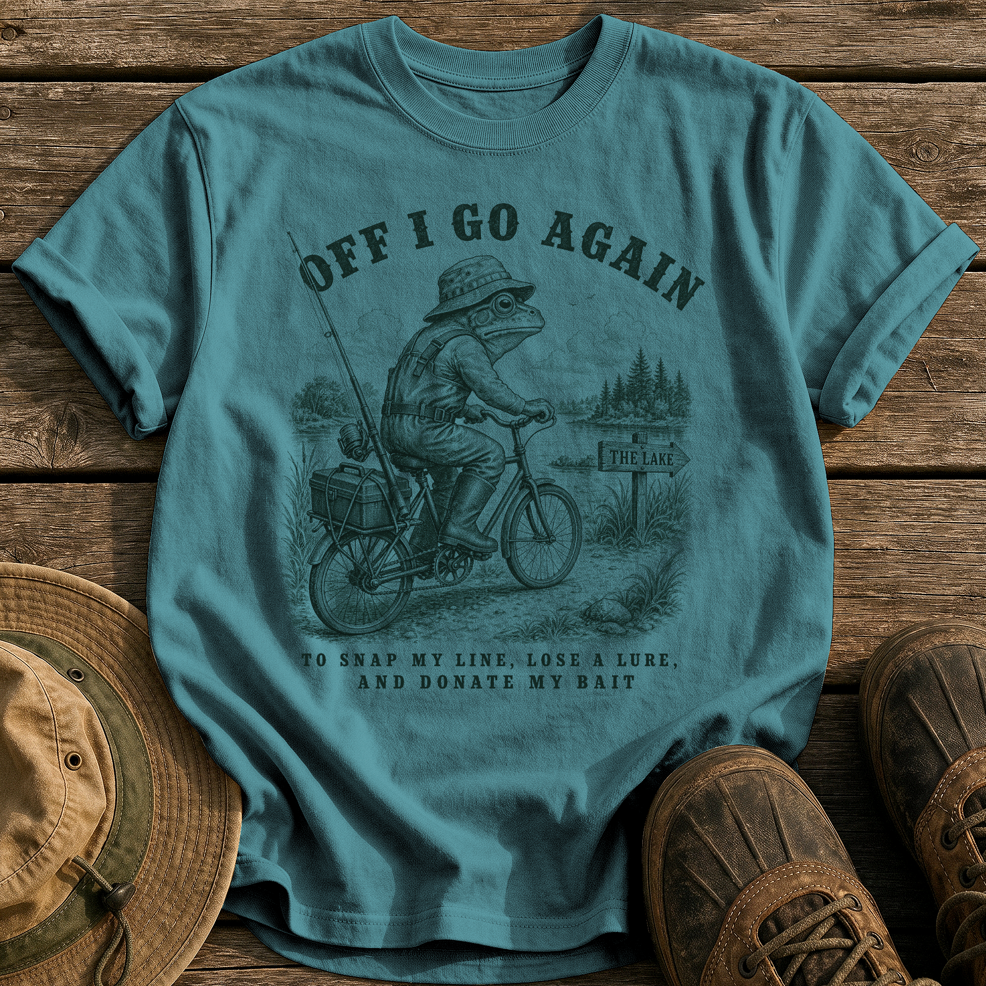 Off I Go Again tee - Blue Spruce - front