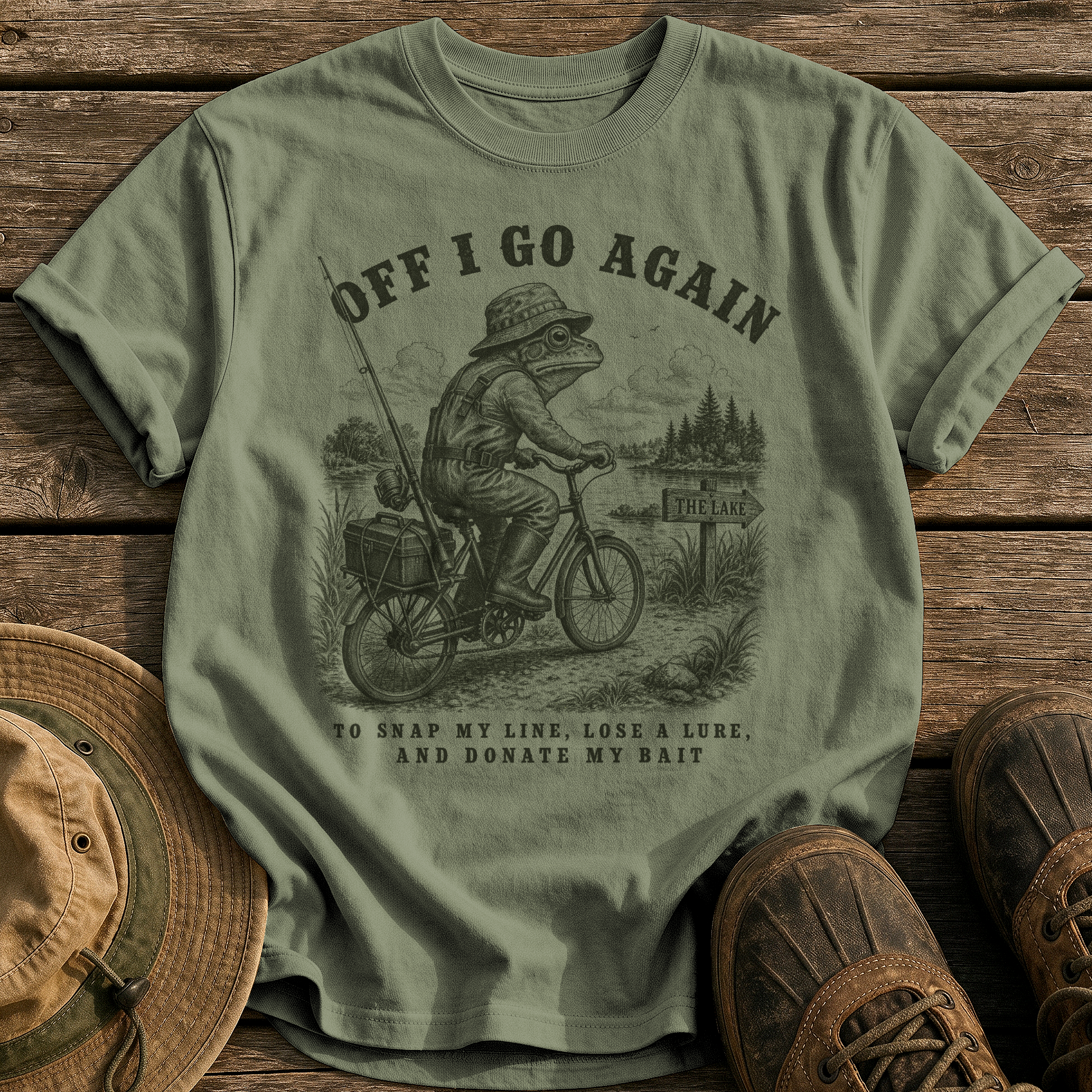 Off I Go Again tee - Sage - front