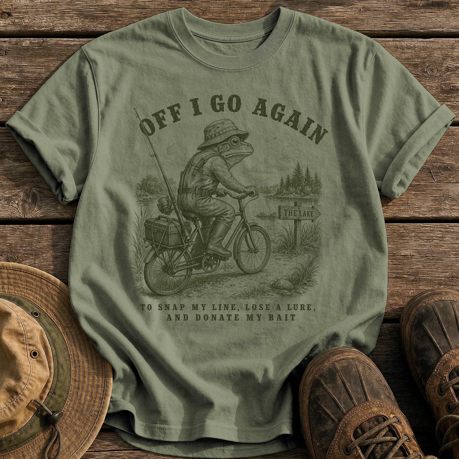 Off I Go Again tee - Sage - front